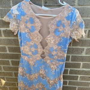 Illusion neckline floral dress